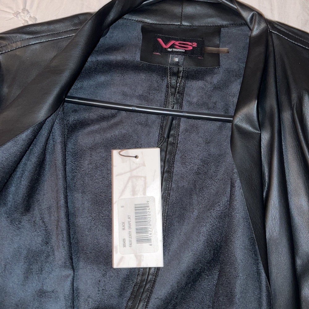 Leather black jacket new with tags elements by vakko